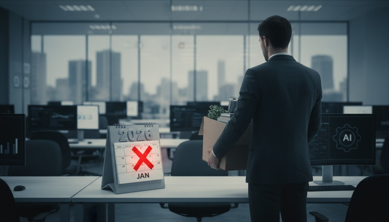 Imagem de um bancário retirando suas coisas do local de trabalho