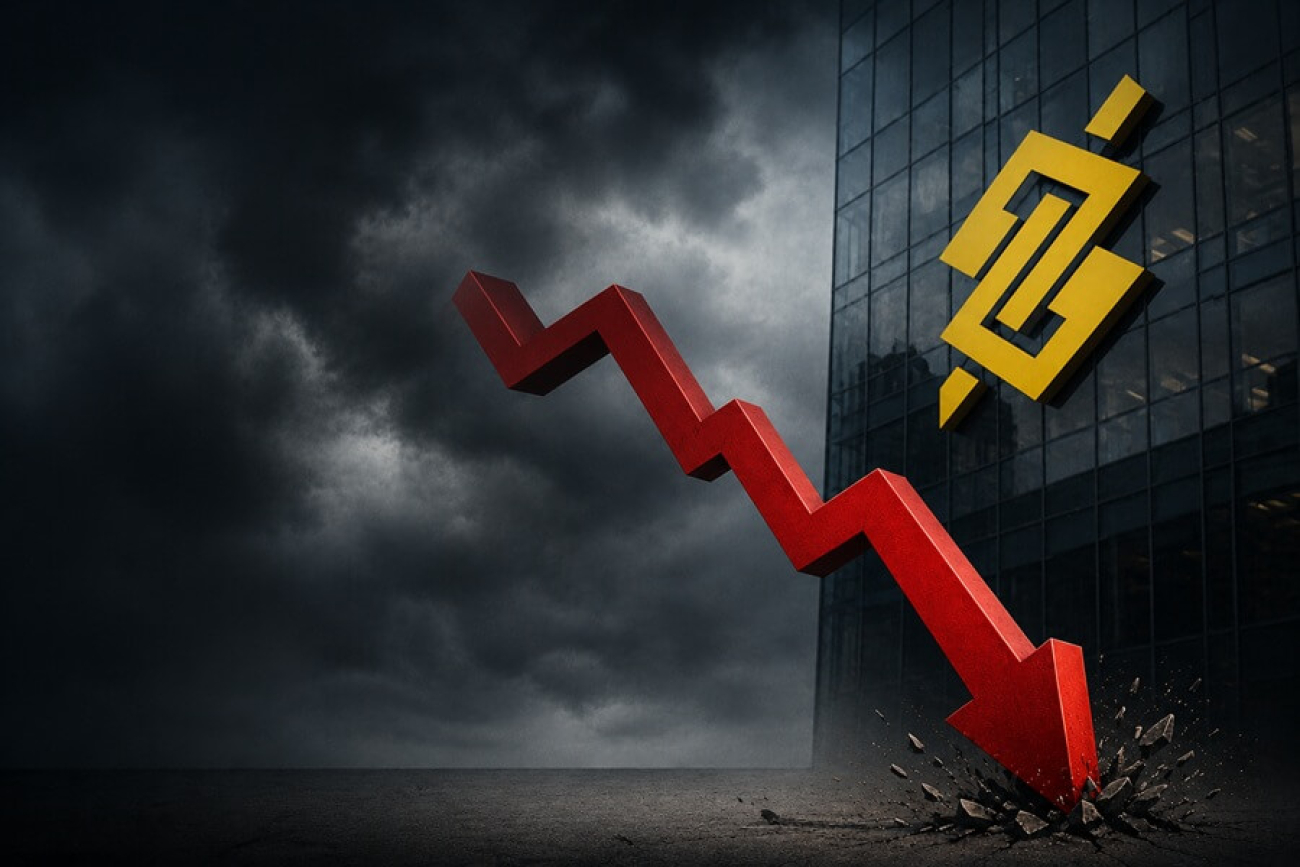 Imagem mostra um gráfico em linha indicando queda, ao lado de um prédio com o logo do Banco do Brasil, sob um céu nublado