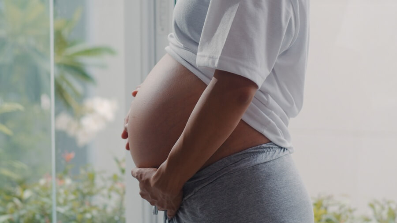 Imagem mostra mulher gestante. a foto não mostra seu rosto. a imagem foca na barriga