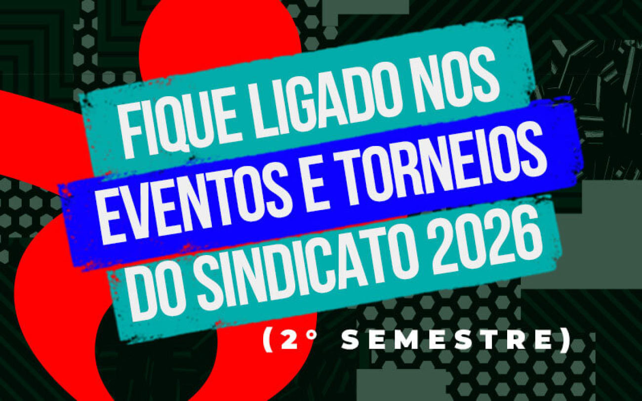 Arte de divulgação dos eventos e torneios do Sindicato dos Bancários