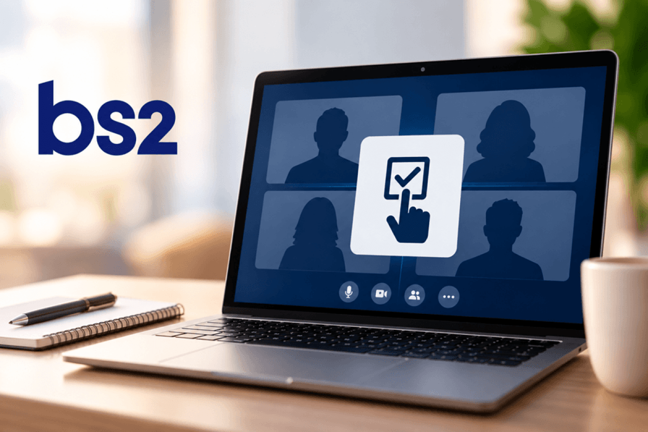 Assembleia virtual dos empregados do Banco BS2 para votação do acordo de PPR 2026.