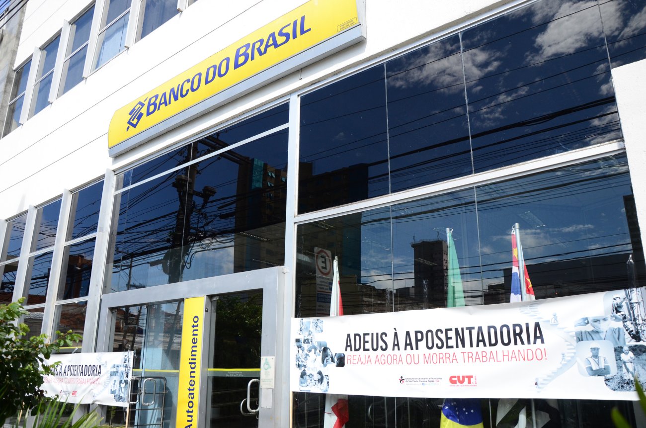 Agência do Banco do Brasil durante o Dia Nacional de Paralisação Foto: Thaís Nozue