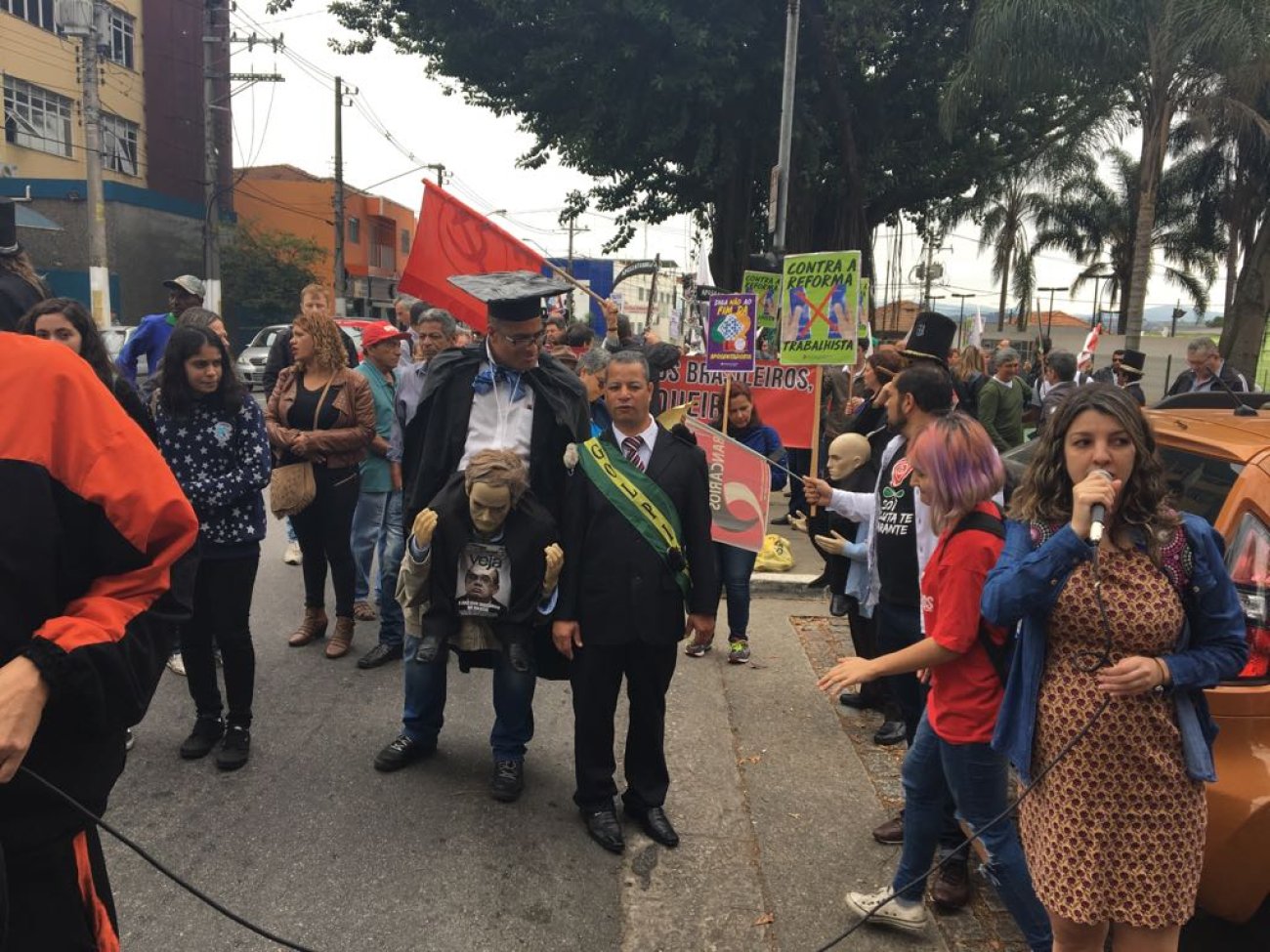 Bancários fizeram mais uma manifestação em defesa de direitos Foto: Seeb-SP