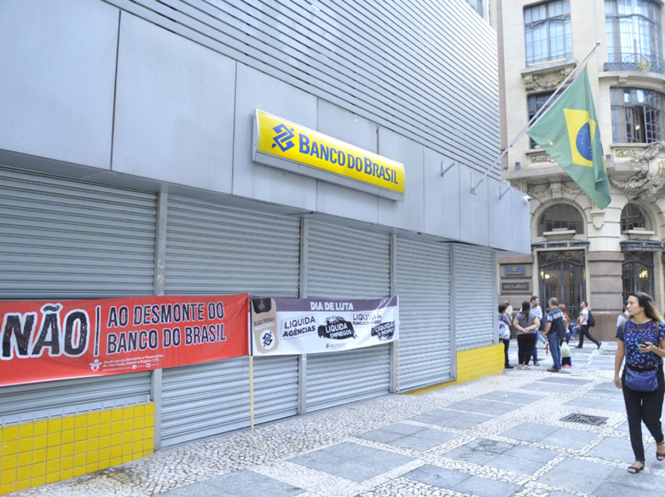 Protesto do Sindicato em defesa do Banco do Brasil e dos seus funcionários Foto: Mauricio Morais