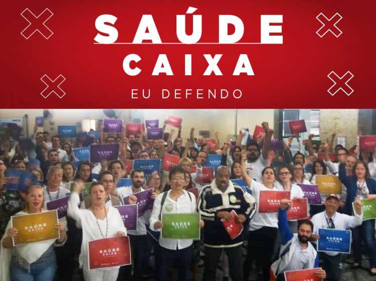 Empregados da Caixa lotados no edifício São Joaquim protestam em defesa do Saúde Caixa e Contra a resolução 23 da CGPAR Foto: Seeb-SP