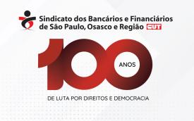 Logotipo dos 100 anos do Sindicato dos Bancários e Financiários de São Paulo, Osasco e Região