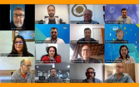 Print da tela da reunião virtual do Grupo de Trabalho (GT) sobre Saúde Caixa, onde se vê os rostos dos membros da CEE/Caixa