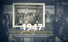 Fotografia que mostra a criação da União dos bancários de São Paulo