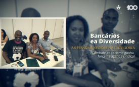 Fotografia mostra bancários negros durante reunião de combate ao racismo nos bancos