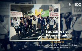 Bancários em manifestação em defesa dos direitos dos pcds nos bancos