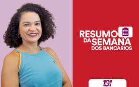 Foto da secretária de Comunicação, Erica de Oliveira, ao lado a logo do Resumo da Semana
