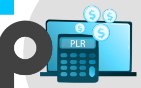 Imagem de uma calculadora, com a sigla PLR no visor, acompanhada do logo do Banco Pan