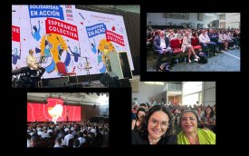 Mosaico com diversas fotos da cerimônia de abertura da 6ª Conferência da UNI Américas