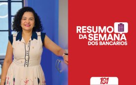 Fotografia de Erica de Oliveira, secretária de Imprensa do Sindicato e apresentadora do Resumo da Semana, acompanhada da frase Resumo da Semana