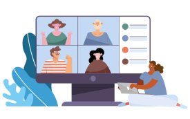 Imagem de uma tela de computador, representando uma assembleia virtual