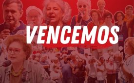 Arte com a palavra "Vencemos"