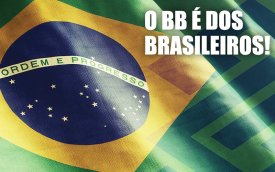 Imagem da bandeira do Brasil, acompanhada da frase "O bb é dos brasileiros"