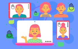 Arte: desenho de pessoas aparecendo em telas de computador