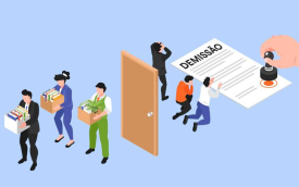 Desenho mostra trabalhadores carregando caixas com objetos pessoais após demissão