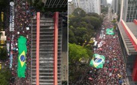 Bandeira do Brasil na manifestação contra anistia e contra a PEC da Blindagem. Imagens: @brunominnemannfotos / cc @midianinja