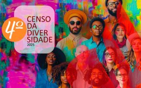 Imagem de pessoas diversas, em tons coloridos, acompanha da frase Censo da Diversidade