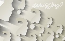 Arte mostra desenho de perfis de pessoas e pontos de interrogação