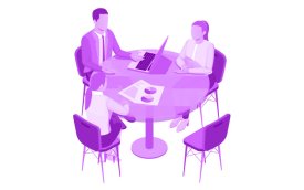 Arte: Freepik Arte mostra desenho de pessoas sentadas em uma mesa