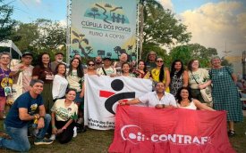 Dirigentes bancários na Cúpula dos Povos (Foto: Contraf-CUT)
