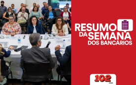 Imagem da mesa de negociação com a Fenaban sobre combate ao assédio (foto: Seeb-SP)