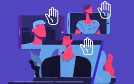 Arte mostra pessoas e telas de computador