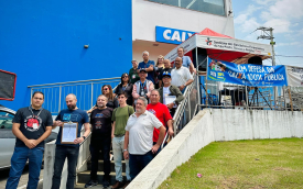 Uma dos protestos do Sindicato contra o fechamento da agência Cipó-Guaçu (Foto: Seeb-SP)