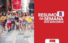 Imagem do Bloco dos Bancários, acompanhada do logotipo do Resumo da Semana (Divulgação)