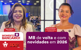 Arte mostra duas mulheres morenas em fundo azul 