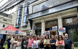 Manifestação do Sindicato em defesa dos trabalhadores impactados pelo escândalo do Banco Master (Foto: Seeb-SP)