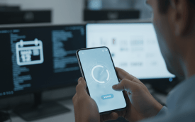 Imagem de um homem olhando seu celular