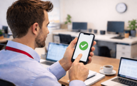 Imagem de um bancário participando de uma assembleia virtual