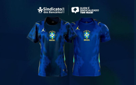 Arte mostra camisas azuis com fundo escuro