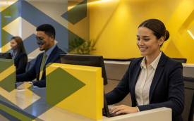 Imagem de bancários trabalhando em uma agência do Banco do Brasil
