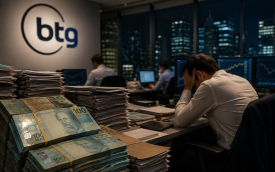 Imagem mostra homem trabalhando à noite