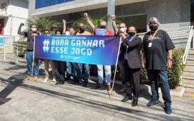 Atividade da Campanha dos Bancários 2022 em agência do Bradesco no Jardim Bonfiglioli