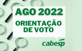 Imagem com os dizeres AGO 2022 Orientação de Voto, acompanhada pelo logo da Cabesp