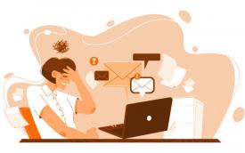 Ilustração de um trabalhador sobrecarregado e estressado