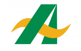 Logo do Banco do Amazônia, que consiste na letra A, nas cores verde e amarela. O logo está sobre um fundo branco