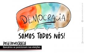 Arte com os dizeres "Democracia somos todos nós"