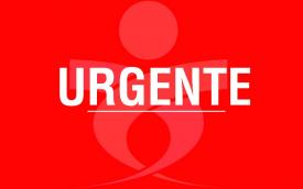 Arte em vermelho com o logo do sindicato e a palavra "Urgente"