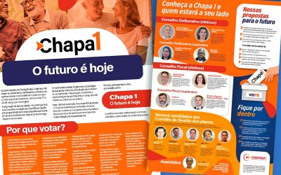 Imagens do material de campanha da Chapa 1