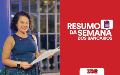 Fotografia de Erica de Oliveira, secretária de Imprensa do Sindicato e apresentadora do Resumo da Semana, acompanhada da frase Resumo da Semana