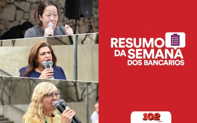 Imagens do protesco no Ceic, acompanhada da frase "Resumo da Semana"