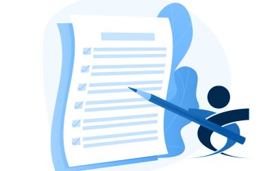 Imagem em desenho composta de um logo do Sindicato entrelaçado em um uma caneta apontada para uma folha de papel