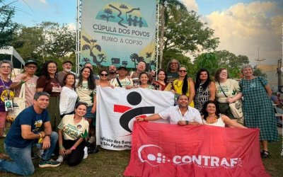 Dirigentes bancários na Cúpula dos Povos (Foto: Contraf-CUT)